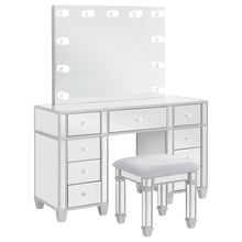 Load image into Gallery viewer, Allora 9-drawer Mirrored Storage Vanity Set with Hollywood Lighting Metallic

