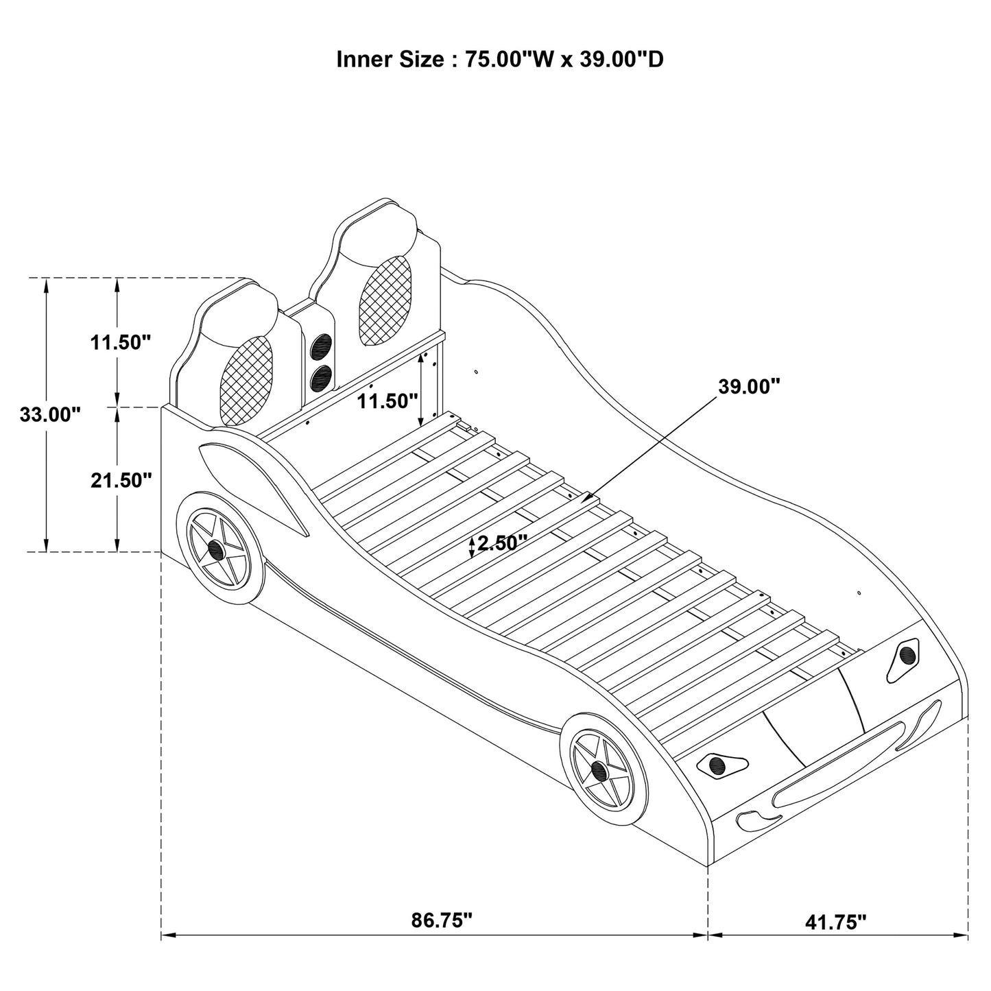 Cruiser Wood Twin LED Race Car Bed Red
