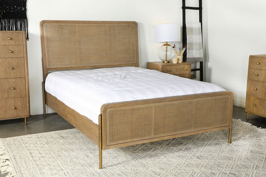 Arini Rattan California King Panel Bed Sand Wash and Natural
