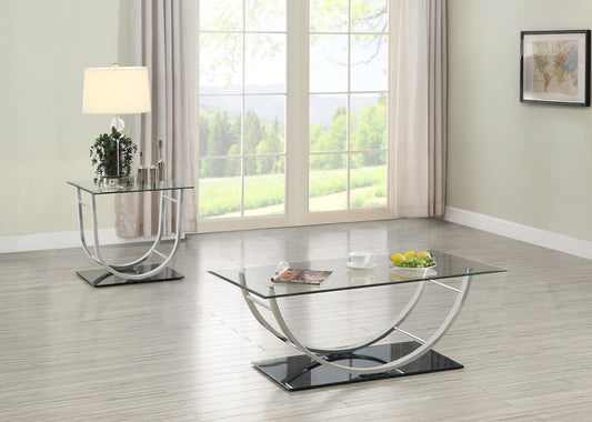 Danville 2-piece Glass Top Coffee and End Table Set Chrome