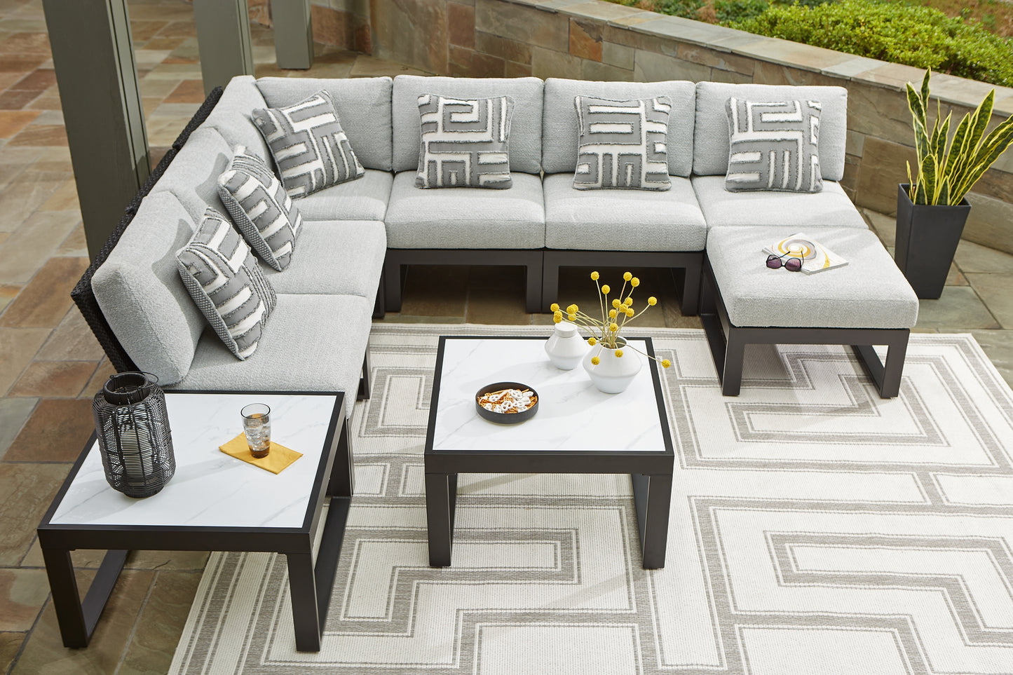 Ashley Express - Beachloft 8-Piece Sectional with Ottoman and Coffee Table