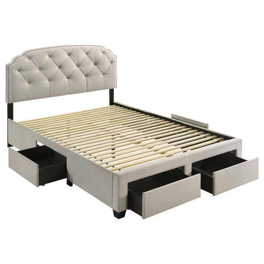 Marianna 4-drawer Upholstered Full Storage Bed Cream