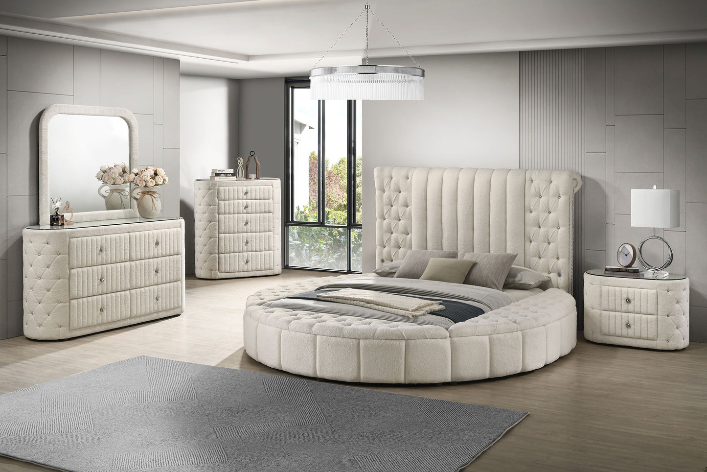 Sonya 5-drawer Upholstered Bedroom Chest of Drawers Ivory