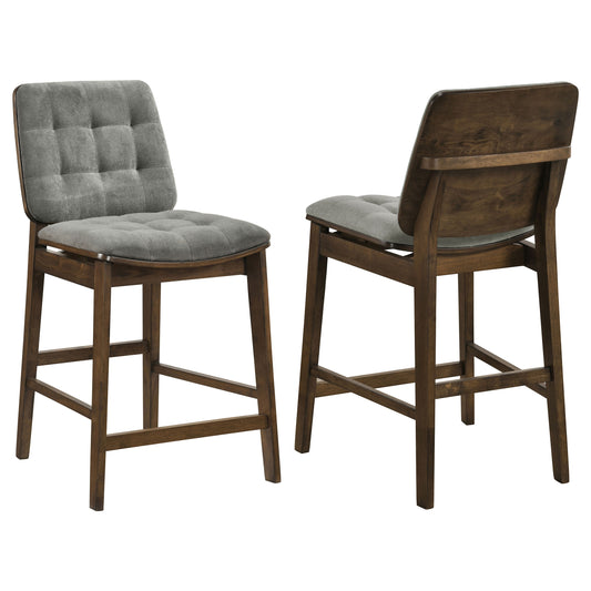 Redbridge Upholstered Counter Chair Grey and Walnut (Set of 2)