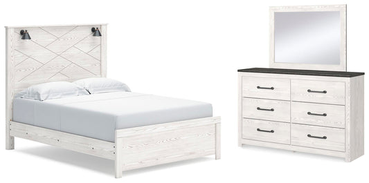 Gerridan Queen Panel Bed with Mirrored Dresser