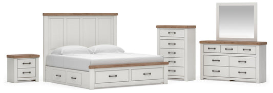 Savonport King Panel Storage Bed, Dresser, Mirror, Chest and Nightstand