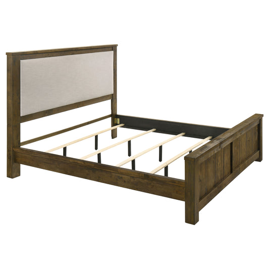 Doherty Eastern King Upholstered Panel Bed Rustic Brown