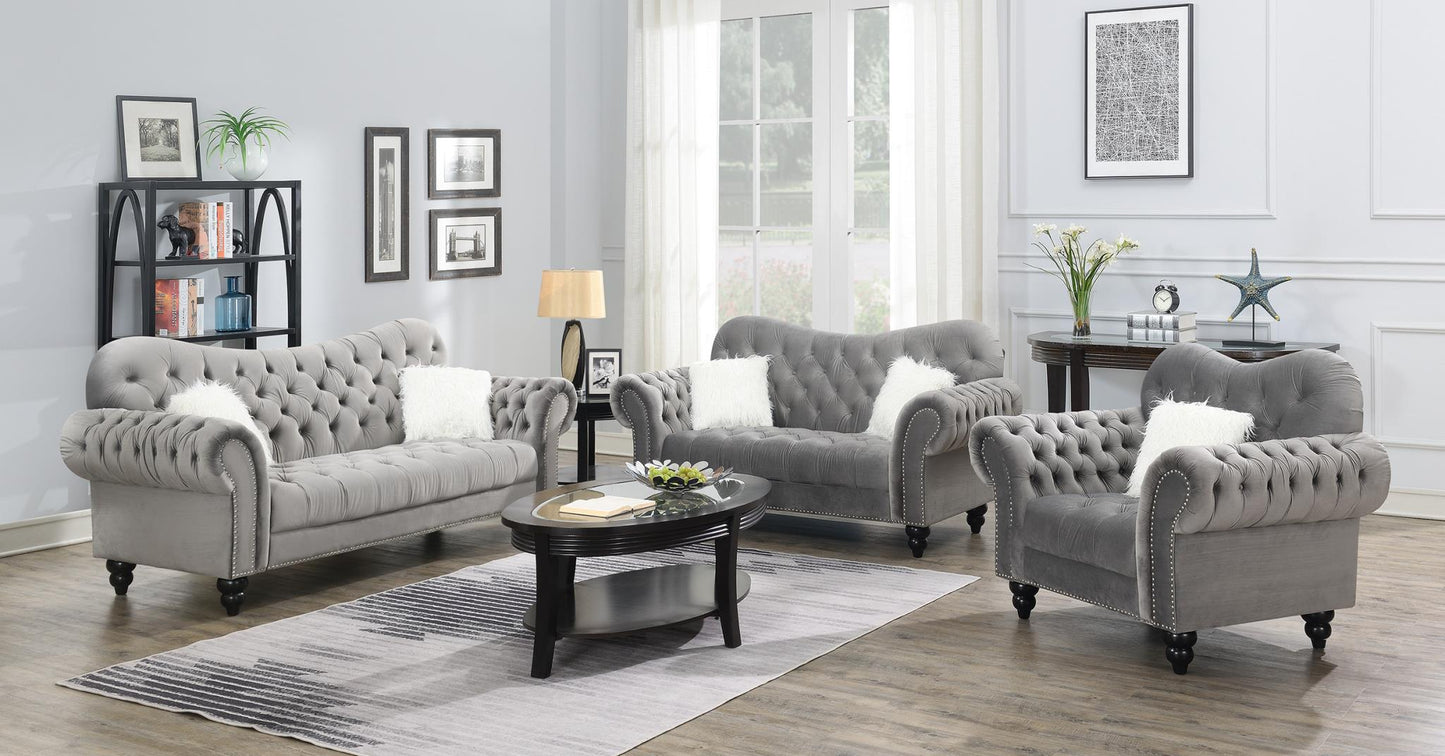 Velvet black sofa and loveseat crystal legs with white fur pillow