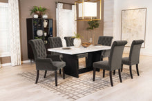 Load image into Gallery viewer, Sherry Trestle Base Marble Top Dining Table Espresso and White
