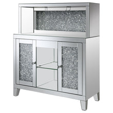 Load image into Gallery viewer, Yvaine 2-door Mirrored Wine Cabinet with Faux Crystal Inlay Silver
