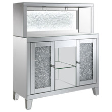 Load image into Gallery viewer, Yvaine 2-door Mirrored Wine Cabinet with Faux Crystal Inlay Silver
