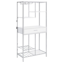 Load image into Gallery viewer, Figueroa 5-shelf Wine Cabinet with Storage Drawer White High Gloss and Chrome
