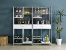 Load image into Gallery viewer, Figueroa 5-shelf Wine Cabinet with Storage Drawer White High Gloss and Chrome
