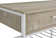 Load image into Gallery viewer, Melrose 2-shelf Wine Cabinet with 2 Drawers Gray Washed Oak and Chrome
