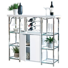 Load image into Gallery viewer, Gallimore 2-door Bar Cabinet with Glass Shelf High Glossy White and Chrome

