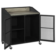 Load image into Gallery viewer, Arlette Wine Cabinet with Wire Mesh Doors Grey Wash and Sandy Black
