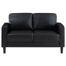 Load image into Gallery viewer, Ruth Upholstered Track Arm Faux Leather Loveseat Black
