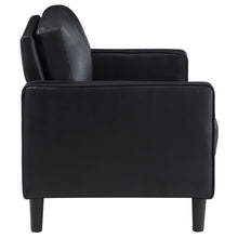Load image into Gallery viewer, Ruth Upholstered Track Arm Faux Leather Loveseat Black
