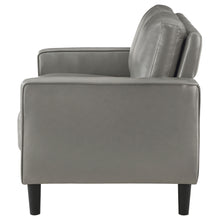 Load image into Gallery viewer, Ruth Upholstered Track Arm Faux Leather Loveseat Grey

