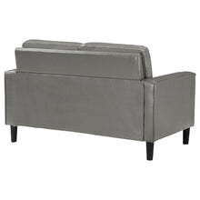 Load image into Gallery viewer, Ruth Upholstered Track Arm Faux Leather Loveseat Grey
