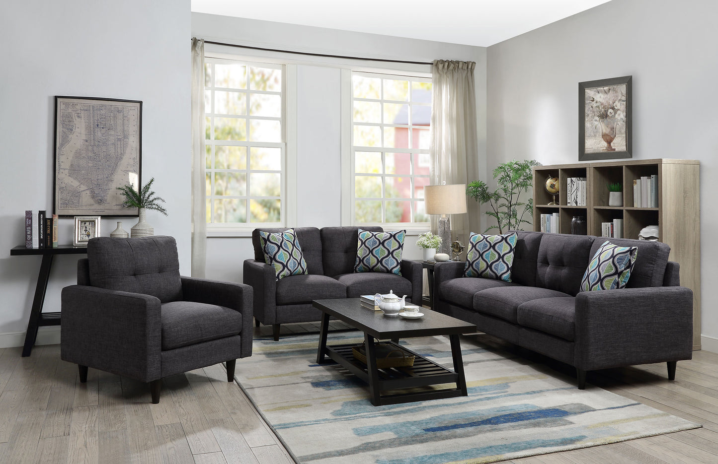 Watsonville Upholstered Track Arm Tufted Loveseat Grey
