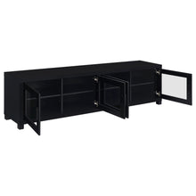 Load image into Gallery viewer, Jupiter 4-door 79&quot; TV Stand Media Console with Framed Glass Panels Black
