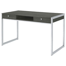 Load image into Gallery viewer, Wallice 2-drawer Writing Desk Weathered Grey and Chrome
