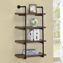 Load image into Gallery viewer, Elmcrest 24-inch Wall Shelf Black and Rustic Oak
