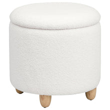 Load image into Gallery viewer, Valia Faux Sheepskin Upholstered Round Storage Ottoman Ivory
