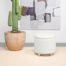 Load image into Gallery viewer, Valia Faux Sheepskin Upholstered Round Storage Ottoman Ivory
