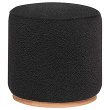 Load image into Gallery viewer, Zena Faux Sheepskin Upholstered Round Ottoman Black
