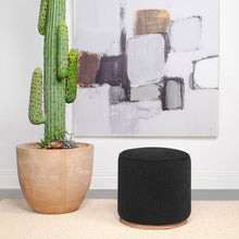 Load image into Gallery viewer, Zena Faux Sheepskin Upholstered Round Ottoman Black
