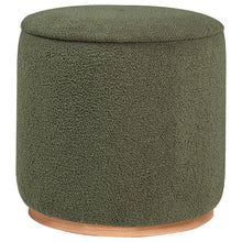 Load image into Gallery viewer, Zena Faux Sheepskin Upholstered Round Ottoman Green
