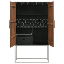 Load image into Gallery viewer, Borman 2-door Bar Cabinet Wine Storage Walnut and Black
