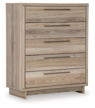 Load image into Gallery viewer, Hasbrick Queen Panel Bed with Mirrored Dresser and Chest
