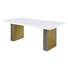 Load image into Gallery viewer, Carla Rectangular Dining Table with Cultured Carrara Marble Top White and Gold
