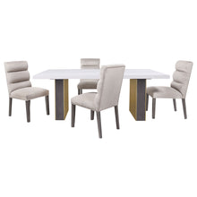 Load image into Gallery viewer, Carla Rectangular Dining Table with Cultured Carrara Marble Top White and Gold
