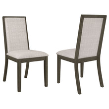Load image into Gallery viewer, Kelly Upholstered Solid Back Dining Side Chair Beige and Dark Grey (Set of 2)
