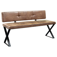 Load image into Gallery viewer, Abbott Upholstered Dining Bench Antique Brown and Matte Black

