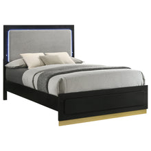 Load image into Gallery viewer, Caraway Wood Eastern King LED Panel Bed Black
