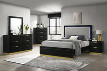 Load image into Gallery viewer, Caraway Wood California King LED Panel Bed Black
