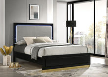 Load image into Gallery viewer, Caraway Wood Queen LED Panel Bed Black
