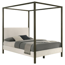 Load image into Gallery viewer, Monroe Upholstered Eastern King Canopy Bed Vanilla
