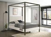 Load image into Gallery viewer, Monroe Upholstered Queen Canopy Bed Vanilla
