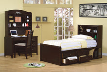 Load image into Gallery viewer, Phoenix Wood Twin Storage Bookcase Bed Cappuccino
