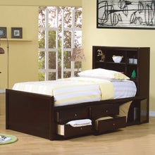 Load image into Gallery viewer, Phoenix Wood Full Storage Bookcase Bed Cappuccino
