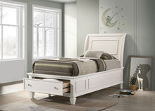 Load image into Gallery viewer, Selena Wood Twin Storage Panel Bed Cream White
