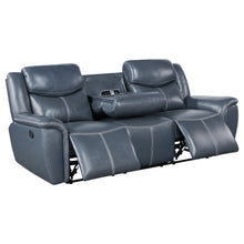 Load image into Gallery viewer, Sloane Upholstered Motion Reclining Sofa with Drop Down Table Blue
