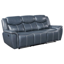 Load image into Gallery viewer, Sloane Upholstered Motion Reclining Sofa with Drop Down Table Blue
