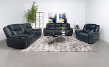 Load image into Gallery viewer, Sloane Upholstered Motion Reclining Loveseat with Console Blue
